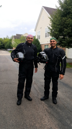 Vikash and I ready for the trip (gear comes first!)