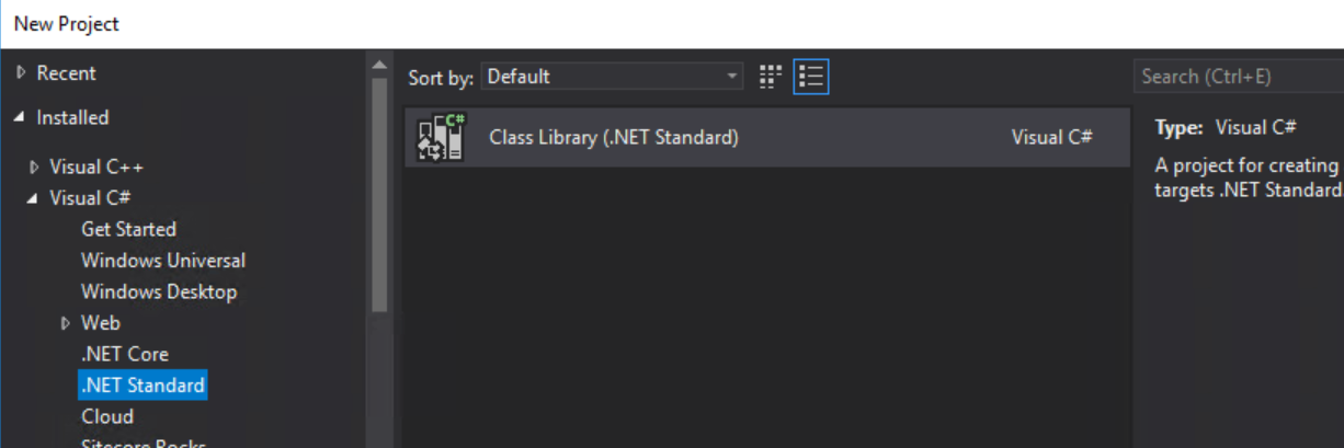 Create new .NET Standard Library solution