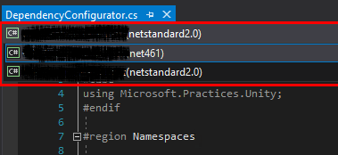 Context Switching of Frameworks in Visual Studio
